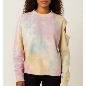 525 America Pastel Tie-Dye Shoulder Cutout Sweatshirt